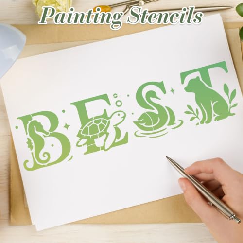 Letter Stencils for Crafts Reusable 36Pcs Number Stencils(5.1X5.1 inch) - color: Animal Letters