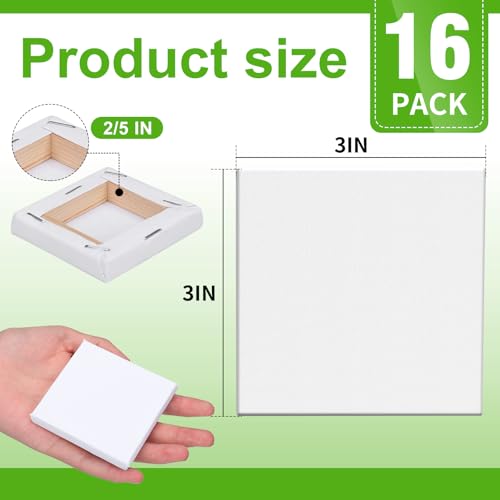 ESRICH Mini Stretched Canvas 16Pack 3x3inch, 2/5Inch Profile Art Primed Canvases for Painting, Cotton Small Professional Stretched Canvas for Kids and Art Supplies. - style: 16 Packs Stretched Canvas - 3*3in