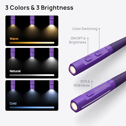 TROND LED Neck Reading Light, Bendable Neck Light for Reading, USB-C,Purple | 3 Color 3 Brightness Book Light for Reading, Flexible Arm with Outdoor Warning Lamp, Eye-Caring for Crochet,Book Lovers Gifts - color: Violet Purple