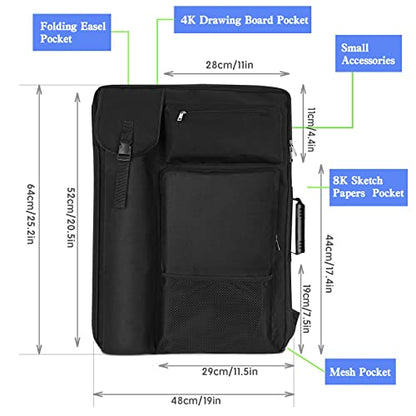 TreochtFUN Art Bags for Supplies Portfolio Case 19 X 25.5 in - color: Dark Black