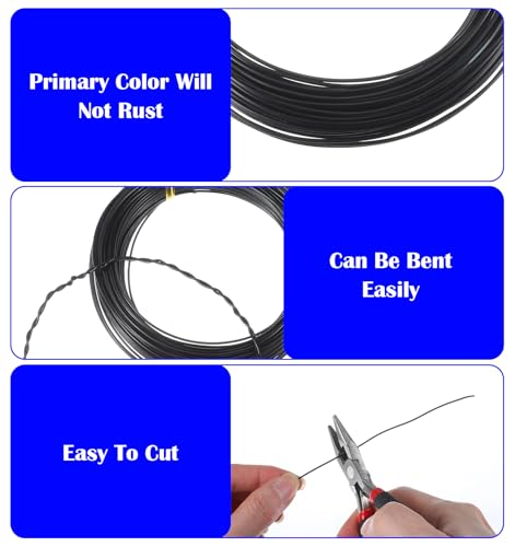Black Craft Wire, 18 Gauge Aluminum Craft Wire, Bendable Wires for Crafts and Jewelry, Wreaths & Crafts (30m X 0.04 Inch, Black)
