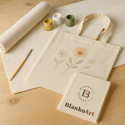 100% Cotton Canvas Fabric by the Yard, 63" x 2 Yards, 7 oz | Duck canvas fabric for painting, sewing, tote bags & DIY • One solid continuous piece • Extra length included - size: 2 Yards+ (63'' x 80'')