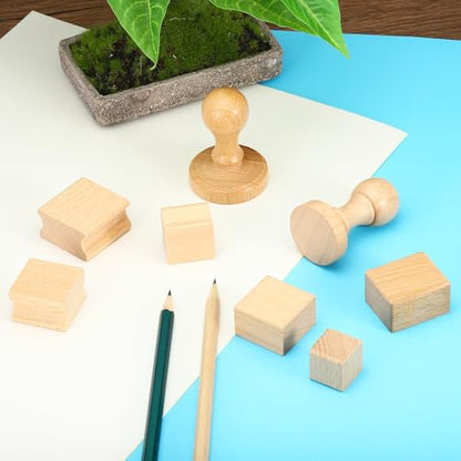 PATIKIL 40x40mm Blank Wood Rubber Stamp Mounts, 5Pcs Wooden Rubber Stamp Handle Hard Wooden Blocks for Making DIY Crafting, Brown - size: 40x40mm