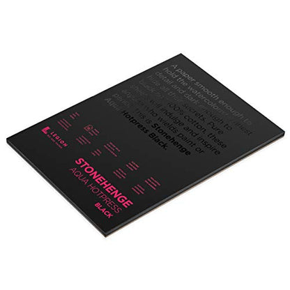 Stonehenge Aqua Black Medium Weight Pad, 140lb, Hotpress, 10 x 14 Inches, 15 Sheets for Wet and Dry Media - size: 10x14