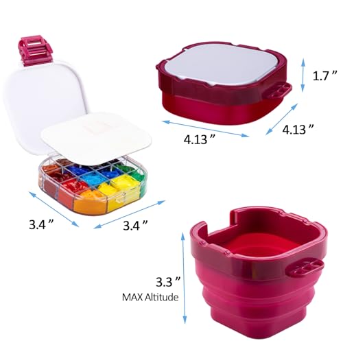 Falling in Art 16 Wells Airtight Paint Palette with Lid, Red - color: Red