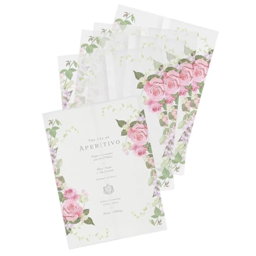 Goefun 120 Pack Pre-Folded Floral Vellum Paper 5x7 with Pink Rose Pattern - color: pattern-pink rose, size: 5x7-120pcs