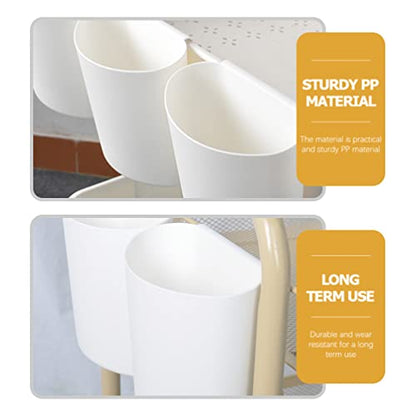 Cabilock Hanging Cup Holders, 4 Pack Plastic Rolling Cart Organizer, White | Hanging Storage Basket, For Pencil Makeup Art Craft Beauty Salon, Space Saving