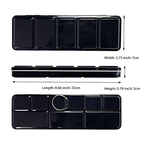 FCLUB Empty Watercolor Palette Paint Tin with 21Pcs Watercolor Full Pans | Medium Metal Watercolor Palette, Empty 3ML Full Pans, Folding Paint Tray with Lid, Paint Refills, Color Mixing, Art Painting - style: Tin Box with 21 Full Pans