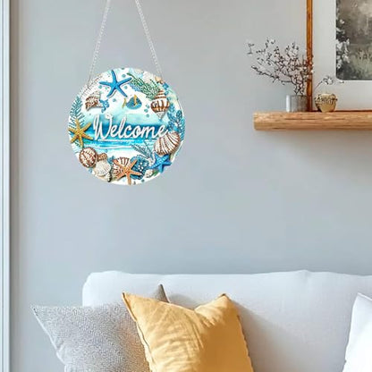 ARPADAMO Hanging Ornament Diamond Art Kits for Adults Shell Beach 7.2x7.2in | 5D DIY Special Shaped Pearl Crystal Coastal Conch Acrylic Pendant Diamond Painting Kit, Window Hanging Gift for Home Garden - color: DP03980