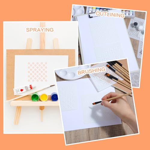 24Pcs Sashiko Stencil for Crafts, Reusable Embroidery Stencils Geometric Line Stencil Kit, Quilting Templates for Sewing Hand Quiltings Crafting Clothes