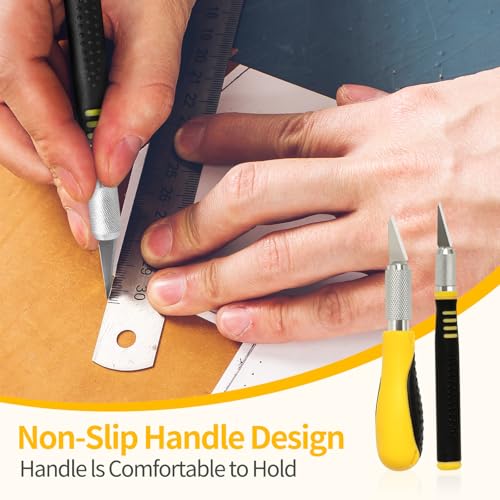 Premium Craft and Exacto Knife Set with 14 Blades - Ideal for Art and Architecture Modeling, Scrapbooking, Engraving, and Sculpture - Perfect for DIY Crafting, Hobbyists, and Professionals (Yellow) - color: Yellow