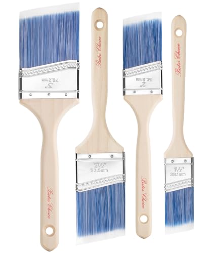 Bates- Angle Paint Brushes for Walls and Trim, 4 pcs, 1.5"/2"/2.5"/3", Treated Wood Handle, Angled Paint Brushes for Trim - color: Wood Handle Angle, size: 4 Pack, 1.5", 2", 2.5", 3"