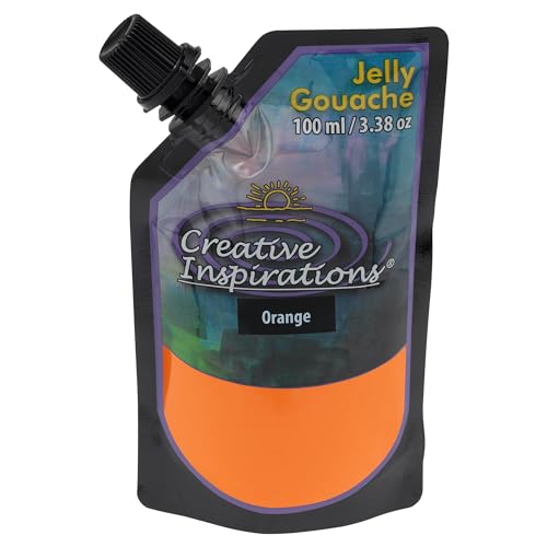 Creative Inspirations Jelly Gouache - Orange 100 mL - Unique & Vibrant Jelly Gouache Paint for Artists, Beginners, Painting Parties and More - color: Orange, size: 100 mL