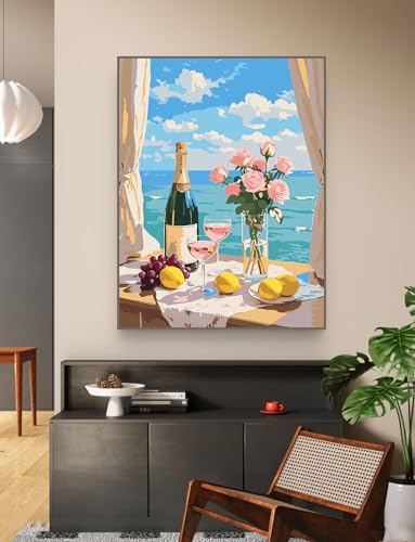 ZRIZQ Landscape Paint by Numbers Kit for Adults Beginner,Flowers Sea,16x20 | Full set with wooden brushes,rolled canvas,rich paints.Calming activity.Beginner friendly.Just open and paint. - color: 16"X20"Rolled Canvas-Flowers 1
