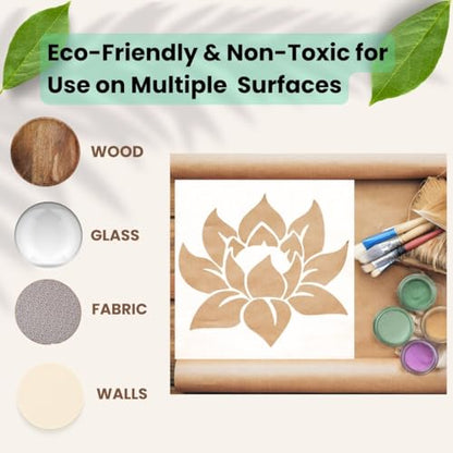 DLY LIFESTYLE Lotus Stencil for Painting on Wood, Canvas, Paper, Fabric, Walls and Furniture - Lotus Flower Stencil - 6x6 Inches - Reusable DIY Art and Craft Stencils - Floral Stencil - color: Lotus 6"x6"
