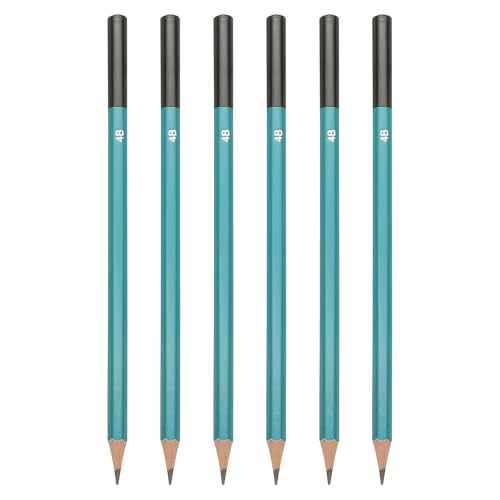 PATIKIL 4B Drawing Pencils for Sketching, 6PCS Sketch Pencils for Drawing Art Pencils Graphite Wood Pre-sharpened for Drawing Sketching Artist, Hexagonal, Black Refill, Green/Black Pole - style: 4B