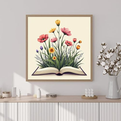 Artunion Framed Paint by Numbers Kit for Adults Beginners & Kids Ages 8-12,Books Easy Paint by Number with Frame,Flower Paint by Numbers Kit on Canvas 10 * 10 Inch Without Easel - color: ZXT-332-F