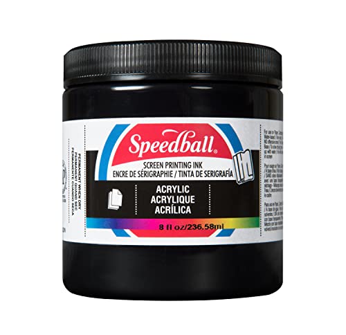 Speedball Acrylic Screen Printing Ink, 8 oz, Black for Paper Prints, Made in USA - color: Black
