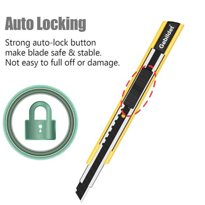 Gebildet 5pcs Right and Left Hand Self-Lock Cutter /9mm Snap Off Blades /60 Blade /Utility Knife /Graphic Knife (Yellow Holder) - color: Yellow