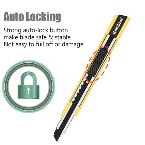 Gebildet 5pcs Right and Left Hand Self-Lock Cutter /9mm Snap Off Blades /60 Blade /Utility Knife /Graphic Knife (Yellow Holder) - color: Yellow