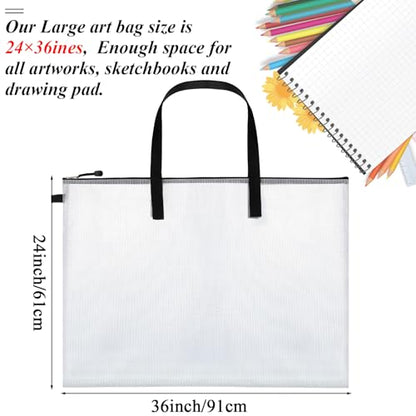 Frienda 10 Pieces Art Portfolios Bags Waterproof Portfolios Posters Storage Supply Bags with Zipper and Handle for Art Artworks, Bulletin Boards, Charts and Teaching for Back to School (24x36 Inches) - size: 24x36 Inches