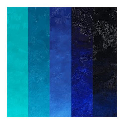 Tusc & Pine Artist Oil Paint - 40 ml Set of 5 - Ocean Blues - Non-Yellowing, Rich & Creamy Consistency, Maximum Pigment Load, Small Batch Milled Oil Paints Developed for Professional Artists - color: Ocean Blues, size: 6.75 Fl Oz (Pack of 1)