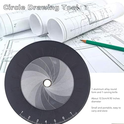 Adjustable Rotatable Circle Drawing Template Ruler with Carving Knife for Precision Craft Cutting, Woodworking and Art Design, Industrial-Grade Round Stencil Tool