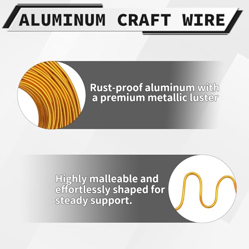 18 Gauge Aluminum Craft Wire, 100 Feet 1mm Bendable Metal Wire for Jewelry Making, Sculpting and Floral Design, Soft Armature Wire for DIY Crafts (Yellow Gold) - size: 18 Gauge(1mm), style: Yellow Gold