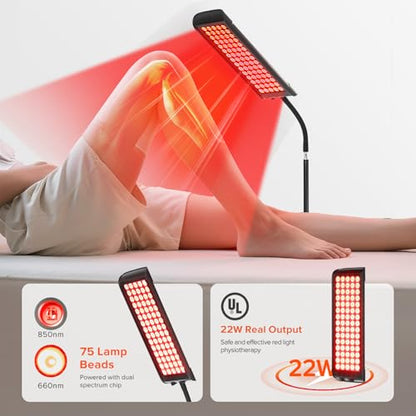 Red Light Therapy for Face and Body, GMOWNW Infrared Light Therapy Lamp with Stand, 660nm Red Light and 850nm Near Infrared Light Therapy Device for Face Knee Body, Skin Care at Home - size: 13.86" * 4.21"-with stand