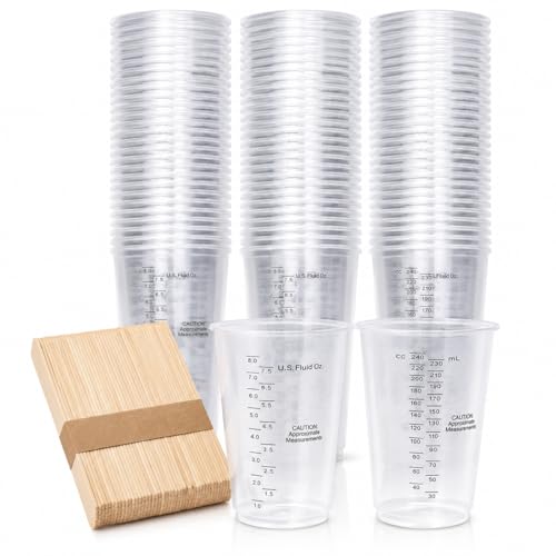 8oz Clear Plastic Measuring Cups, Graduated Mixing Cups, 100 Pack | Disposable & reusable, Graduated markings, 8oz capacity, Resin & paint mixing, Cooking & baking, 100 pack - color: 100 Pack