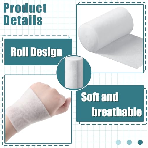 Nuanchu 6 Rolls Soft Cast Padding for Plaster Cloth Bandage,3 Inch X 8.8 Ft | Cotton Undercast Layer for Body Casts and Masks, Individually Wrapped, Pairs with Gauze Wrap in Art and Halloween Crafts - size: 3 Inch X 8.8 ft