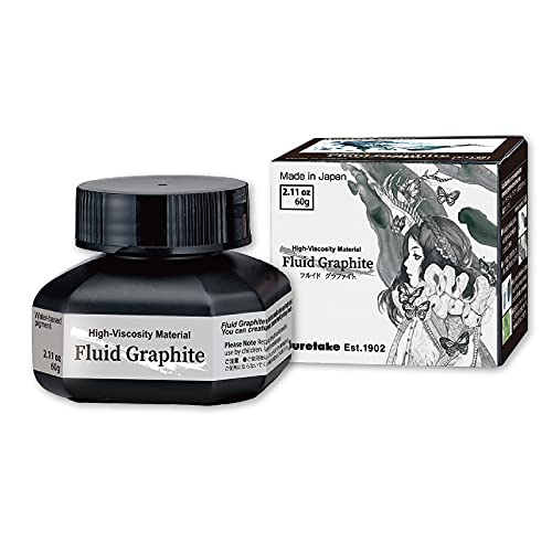 Kuretake Painting Ink, for dip Pen, Brush, Liquid, Paste, Artist, Non Toxic Paints, Illustration, Lettering, Drawing, Writing, Made in Japan (Graphite)