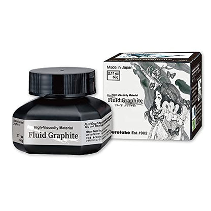 Kuretake Painting Ink, for dip Pen, Brush, Liquid, Paste, Artist, Non Toxic Paints, Illustration, Lettering, Drawing, Writing, Made in Japan (Graphite)