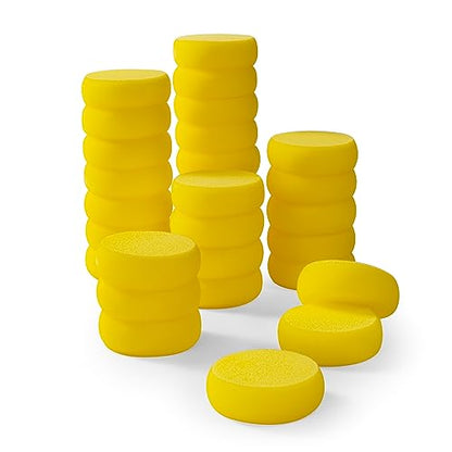 30 Pack Small Painting Sponges, 2.9 Inch Pottery Sponges | Paint Sponges for Acrylic Painting, Crafts, Ceramics, Household Use and More - Yellow Round Sponges