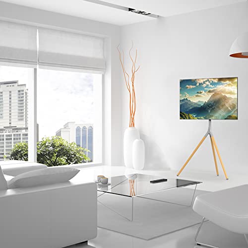 UPGRAVITY Gray TV Easel Stand with Tripod Base for 45-65 inch Screens | 180°Swivel Tripod TV Stand for Apartment, Bedroom, Studio - Height Adjustable Portable TV Stand w/Cable Ties - color: Gray