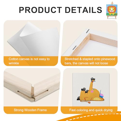 ESRICH Small Stretched Canvas for Painting 6x6 inch, 2/5''Profile Art Primed 8 Pack Canvases for Painting, Cotton Small Professional Blank Paint Canvas for Kids and Art Supplies, for Acrylics, Oils. - style: 8 Packs Stretched Canvas - 6*6in
