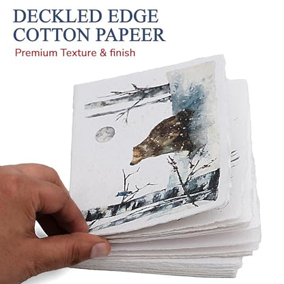 WANDERINGS Handmade Deckle Edge Blank Greeting Cards & Envelopes – Sympathy, Memorial & Thank You Cards – 300 GSM Cotton Paper – 20 Cards (4 Designs) – 5x7 Artisan Cards - color: Northern Art