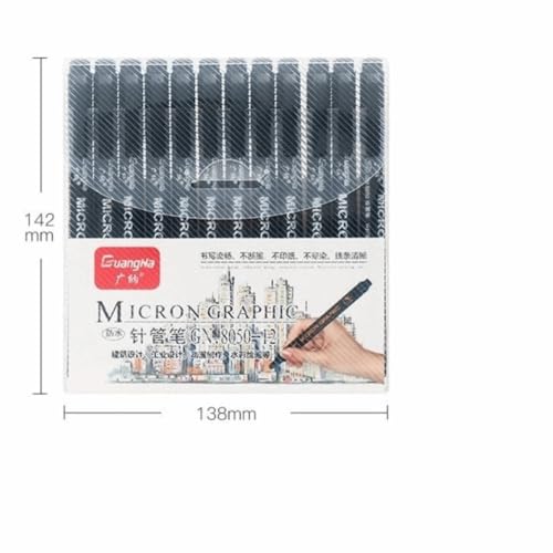 Fine Line Drawing Pens 12 Count, Waterproof Black Ink Micro Liner Markers, Precision Nibs for Sketching, Comic and Outlining