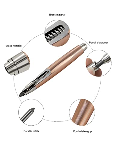 WSD Sketch Up 5.6mm Mechanical Pencil Mechanical Clutch with Built Sharpener (Gold) - color: gold