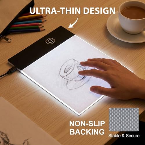 LED Light Board Mini A6 Portable Tracing LED Copy Board Light Box, Drawing Box Flip Book Kit Tablet Paint Pad, Eye Protective Adjustable Light Box 3.3 x 5.1in