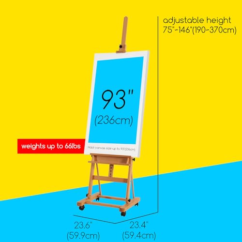 MEEDEN Adjustable H Frame Art Easel: Easel Stand for Painting and Display - style: Natural Color