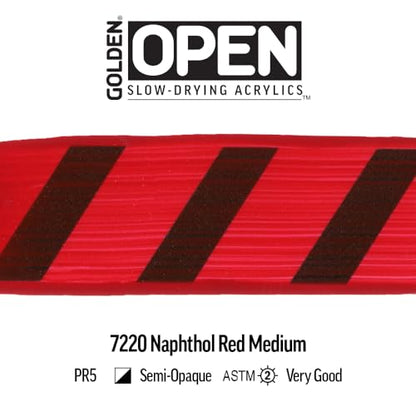 GOLDEN OPEN Slow-Drying Acrylics, Naphthol Red Medium, 5 fl. oz. Tube - color: Naphthol Red Medium, size: 5 Fl Oz (Pack of 1)