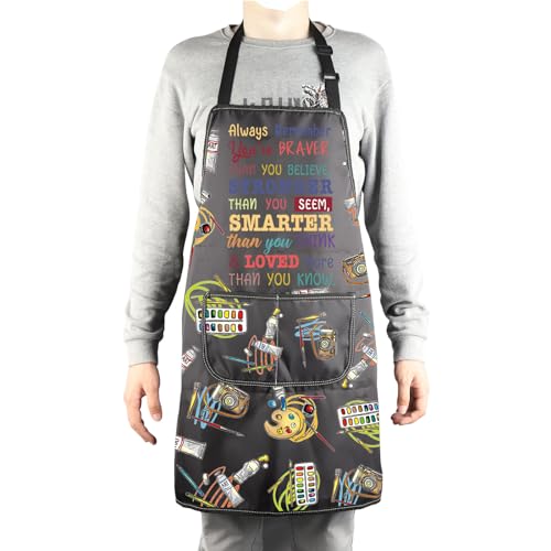 MBMSO Painting Artist Apron with Pockets Artist Painter Gifts Art Lover Gift for Art Teacher Student Painter Apron Waterproof - color: Braver Art Apron-b2