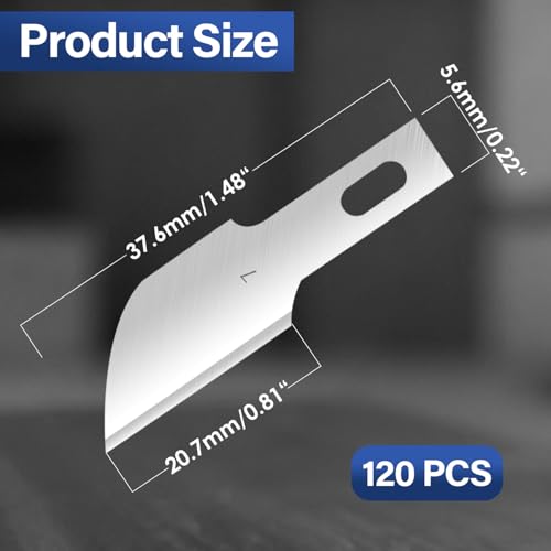 120 Pack Hobby Knife Blades, #7 High Carbon Steel Replacement Blades for Craft & Art, Standard Sharpness Craft Knife Refills for Paper, Fabric & Thin Plastic - style: #7