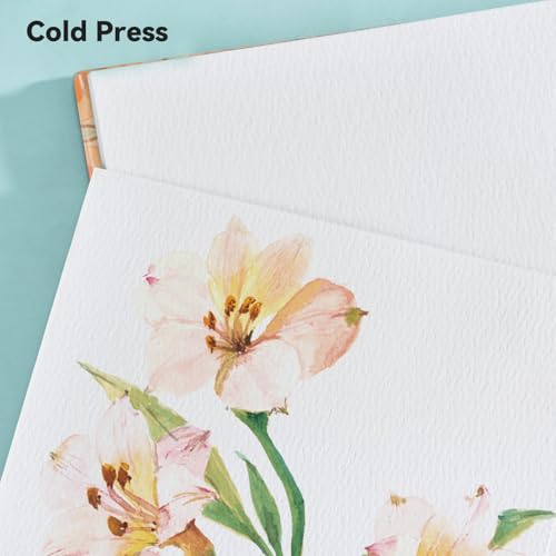 Arrtx Square Watercolor Sketchbook, 7.09" Cold Press | 140LB/300GSM, 100% Cotton, Hardcover, 24 Sheets. Ideal Travel Notebook for Artists, Adults, and Students - size: 7.09x7.09''