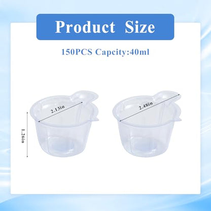 150Pcs 40ml Small Resin Mixing Cups, Disposable Plastic Measuring Cups | Clear, Paint Dispensing for Mixing Paint, Stain, Epoxy, Resin