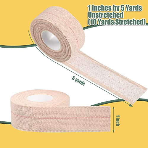 Nuanchu 2 Rolls Adhesive Elastic Tape Bandage Wrap, 1 Inch Wide, Apricot | Flexible Stretch Bandage Tape for Sports Ankle Knee Wrist, Vet Wrap for Horses Pets Dogs, Self Adhesive - color: Beige, size: 1 Inch Wide