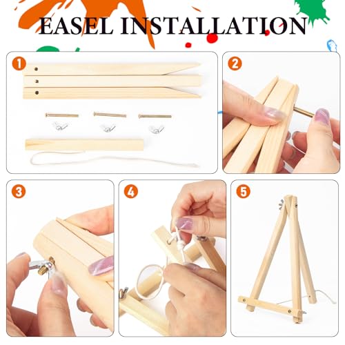 4 Pack Framed Paint by Numbers Kit for Adults Landscape with Wooden Easel - color: FOP4P-01