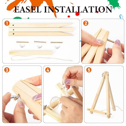 4 Pack Framed Paint by Numbers Kit for Adults Landscape with Wooden Easel - color: FOP4P-01