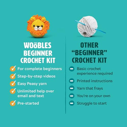 The Woobles Crochet Kit for Beginners - Pierre The Penguin | As seen on Shark Tank, Kit includes: Easy Peasy Yarn, pre-started piece, hook, safety eyes, stuffing, video tutorials, gift - color: Pierre The Penguin